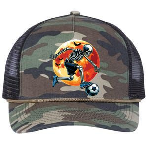 American Soccer Skeleton Halloween Boy Soccer Funny Retro Rope Trucker Hat Cap