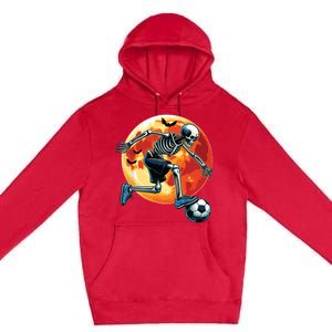 American Soccer Skeleton Halloween Boy Soccer Funny Premium Pullover Hoodie