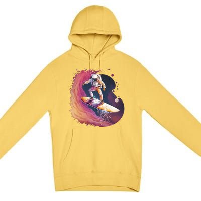 Astronaut Surfing Space Surfer Premium Pullover Hoodie