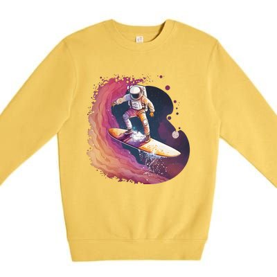 Astronaut Surfing Space Surfer Premium Crewneck Sweatshirt