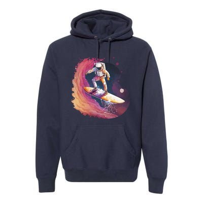 Astronaut Surfing Space Surfer Premium Hoodie