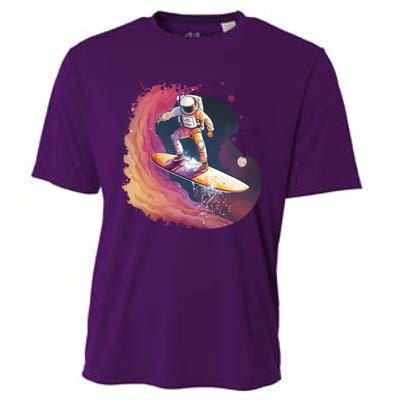 Astronaut Surfing Space Surfer Cooling Performance Crew T-Shirt