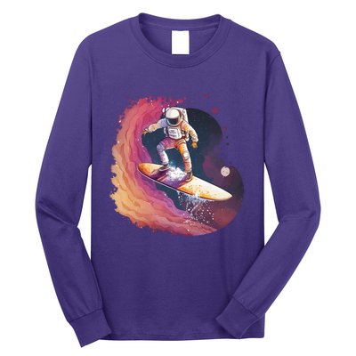 Astronaut Surfing Space Surfer Long Sleeve Shirt