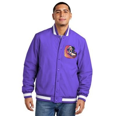 Astronaut Surfing Space Surfer Insulated Varsity Jacket