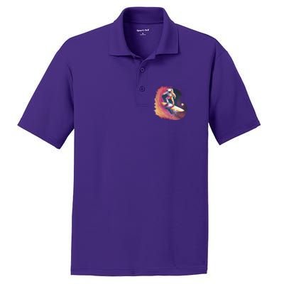 Astronaut Surfing Space Surfer PosiCharge RacerMesh Polo