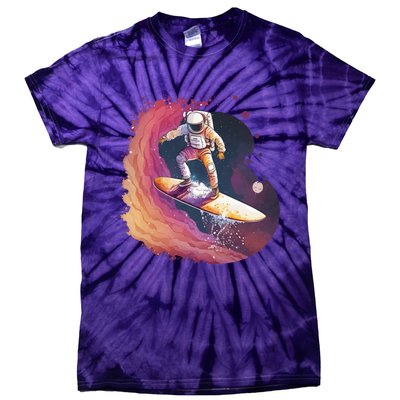 Astronaut Surfing Space Surfer Tie-Dye T-Shirt