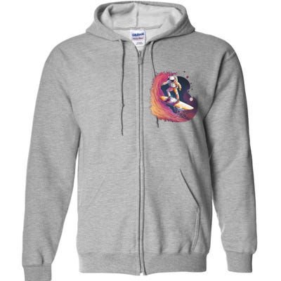 Astronaut Surfing Space Surfer Full Zip Hoodie