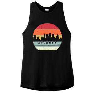 Atlanta Souvenir Shirt. Retro Style USA Skyline Ladies PosiCharge Tri-Blend Wicking Tank