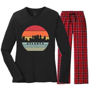 Atlanta Souvenir Shirt. Retro Style USA Skyline Women's Long Sleeve Flannel Pajama Set 