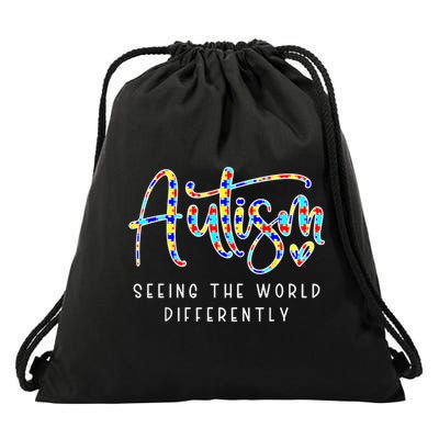 Autism Shirt Seeing The World Differently Autism Awareness Drawstring Bag