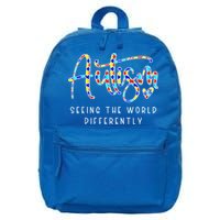 Autism Shirt Seeing The World Differently Autism Awareness 16 in Basic Backpack