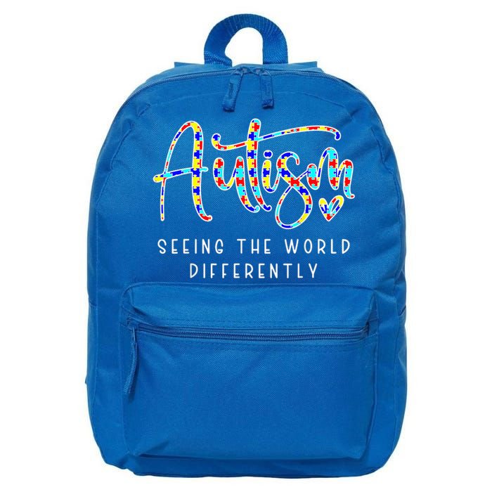Autism Shirt Seeing The World Differently Autism Awareness 16 in Basic Backpack