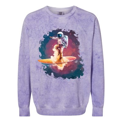 Astronaut Surfing Space Surfer Colorblast Crewneck Sweatshirt