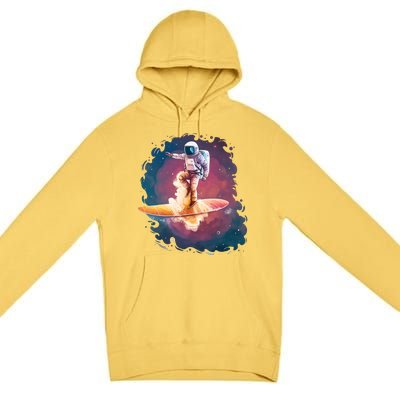 Astronaut Surfing Space Surfer Premium Pullover Hoodie