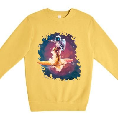 Astronaut Surfing Space Surfer Premium Crewneck Sweatshirt