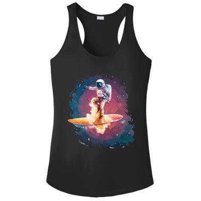 Astronaut Surfing Space Surfer Ladies PosiCharge Competitor Racerback Tank