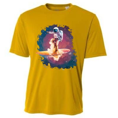 Astronaut Surfing Space Surfer Cooling Performance Crew T-Shirt