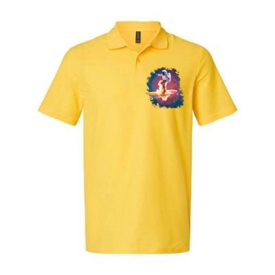 Astronaut Surfing Space Surfer Softstyle Adult Sport Polo