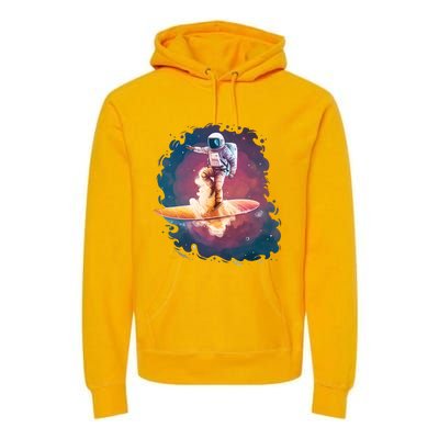 Astronaut Surfing Space Surfer Premium Hoodie