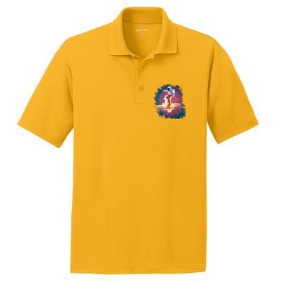 Astronaut Surfing Space Surfer PosiCharge RacerMesh Polo