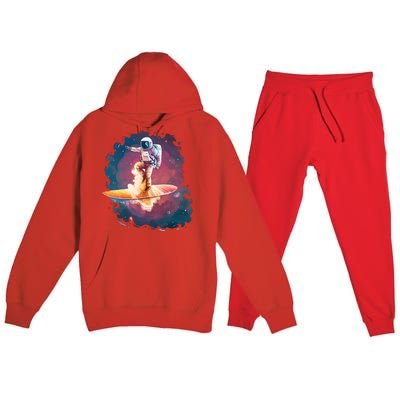 Astronaut Surfing Space Surfer Premium Hooded Sweatsuit Set