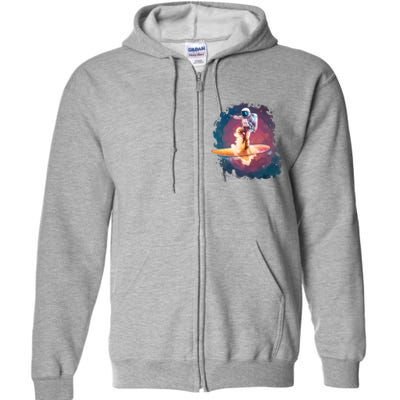 Astronaut Surfing Space Surfer Full Zip Hoodie