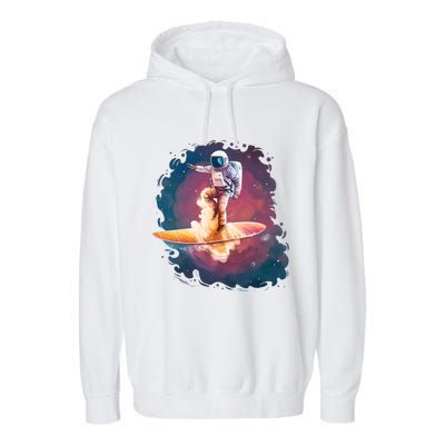 Astronaut Surfing Space Surfer Garment-Dyed Fleece Hoodie