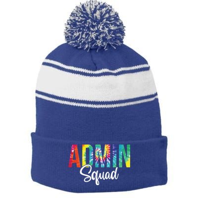 Admin Squad School Admin Assistant Principal Administrator Cool Gift Stripe Pom Pom Beanie