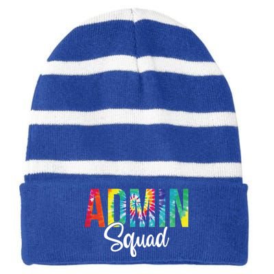 Admin Squad School Admin Assistant Principal Administrator Cool Gift Striped Beanie with Solid Band