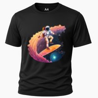 Astronaut Surfing Space Surfer Cooling Performance Crew T-Shirt