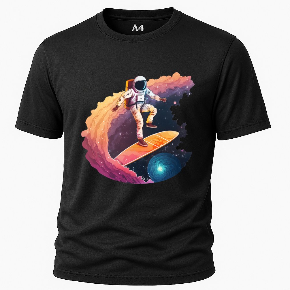 Astronaut Surfing Space Surfer Cooling Performance Crew T-Shirt