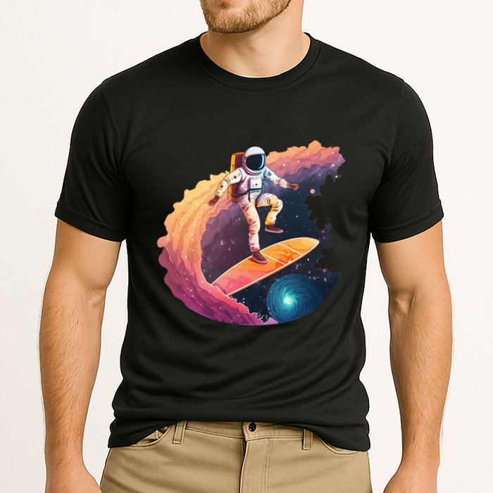 Astronaut Surfing Space Surfer Cooling Performance Crew T-Shirt
