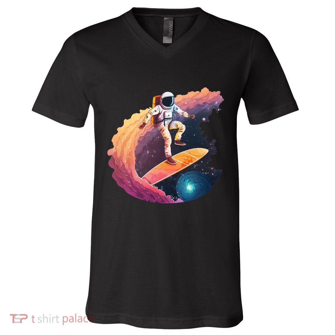 Astronaut Surfing Space Surfer V-Neck T-Shirt