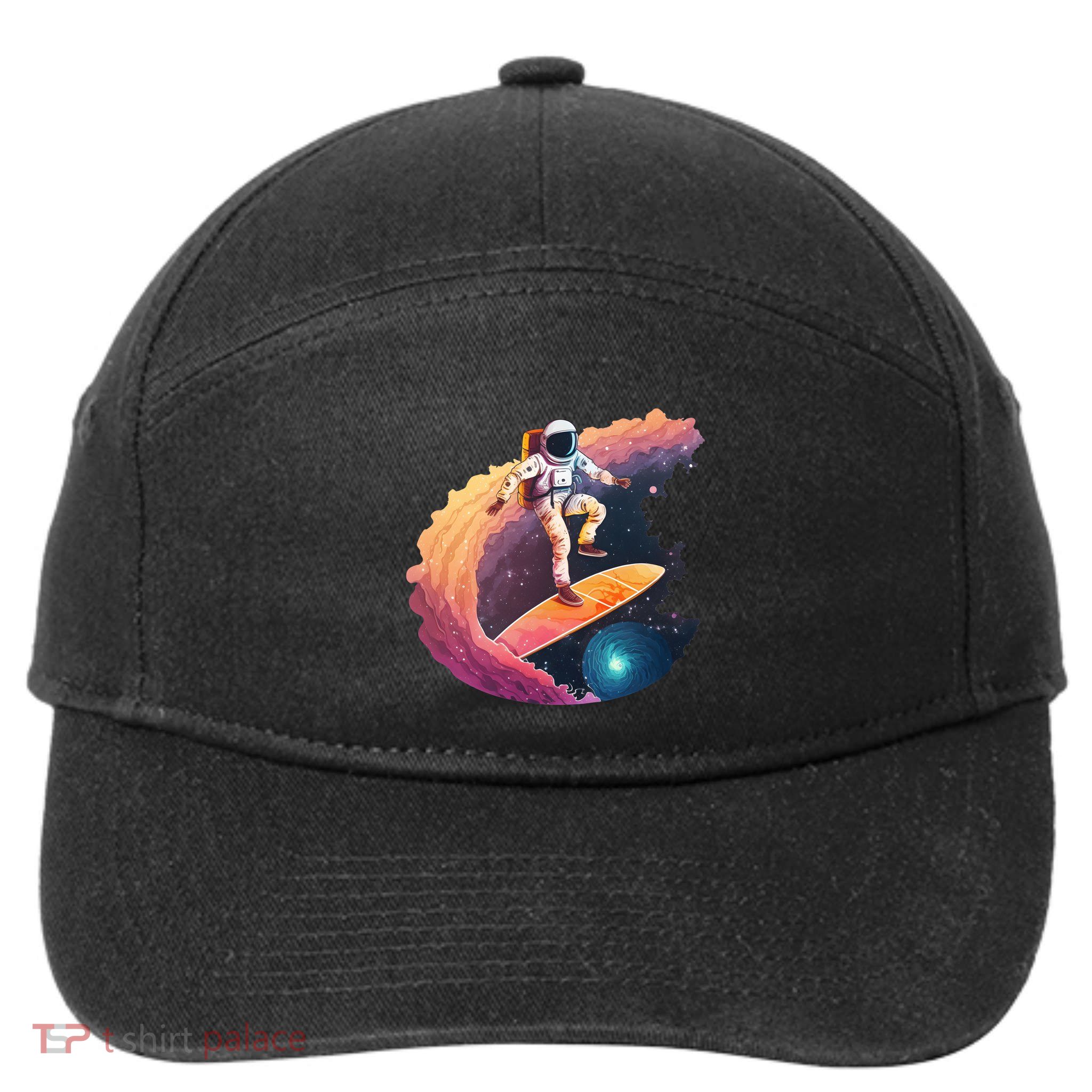 Astronaut Surfing Space Surfer 7-Panel Snapback Hat