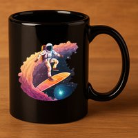 Astronaut Surfing Space Surfer 11oz C Handle Ceramic Mug