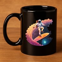 Astronaut Surfing Space Surfer 11oz C Handle Ceramic Mug
