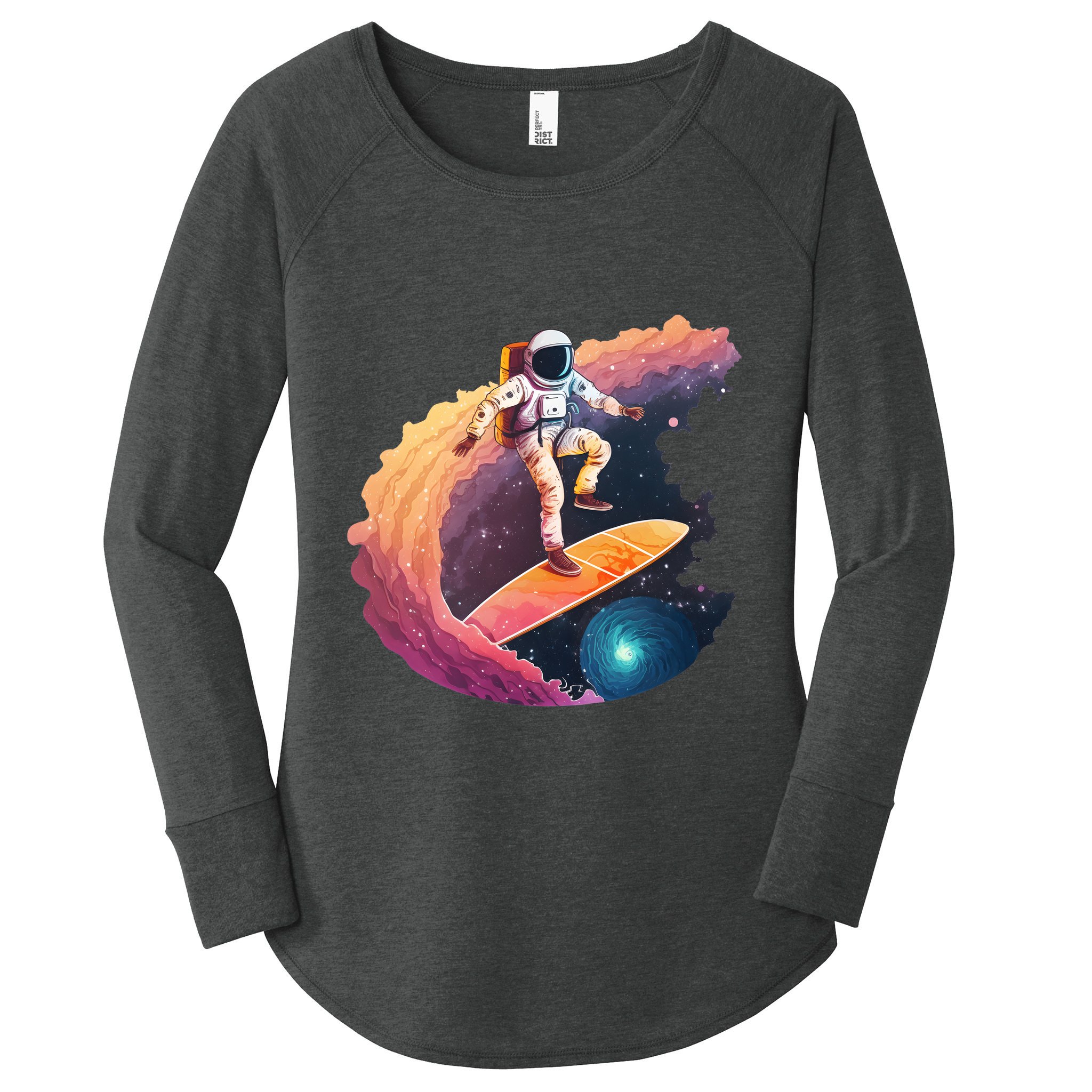 Astronaut Surfing Space Surfer Women's Perfect Tri Tunic Long Sleeve Shirt