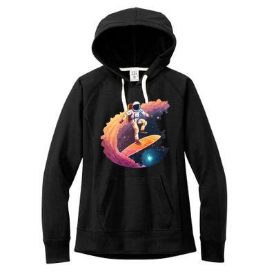 Astronaut Surfing Space Surfer Women's Fleece Hoodie