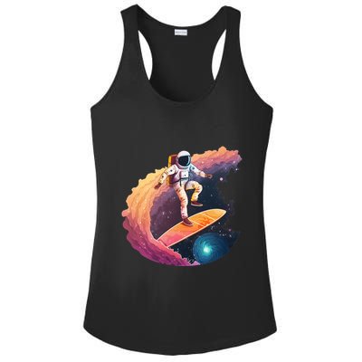 Astronaut Surfing Space Surfer Ladies PosiCharge Competitor Racerback Tank