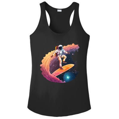 Astronaut Surfing Space Surfer Ladies PosiCharge Competitor Racerback Tank