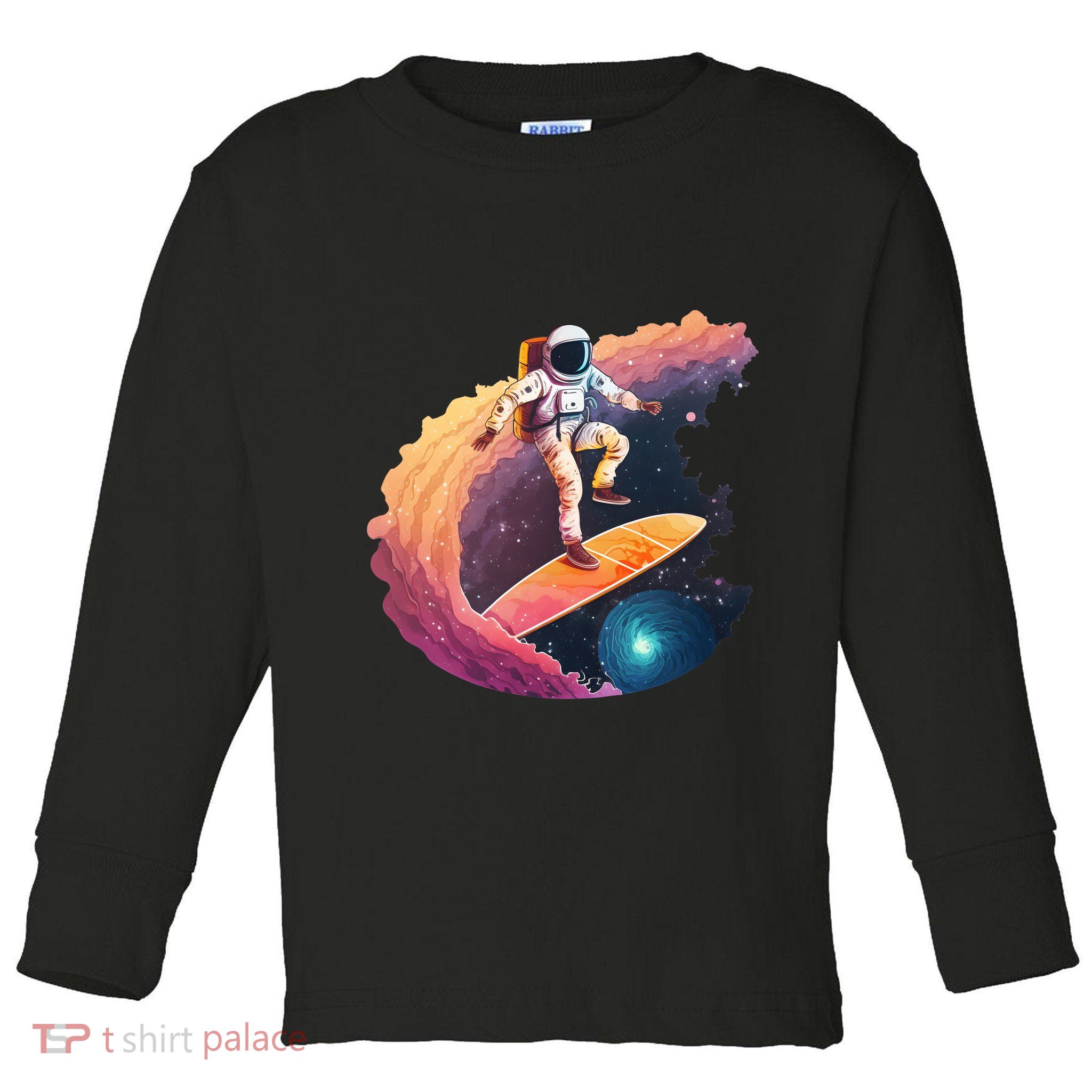 Astronaut Surfing Space Surfer Toddler Long Sleeve Shirt