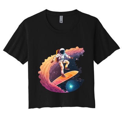 Astronaut Surfing Space Surfer Crop Top