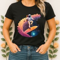Astronaut Surfing Space Surfer Womens T-Shirt