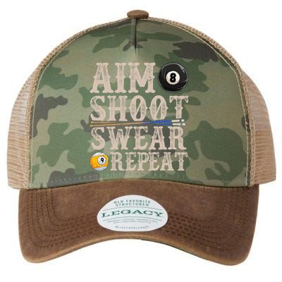 Aim Shoot Swear Repeat Funny Pool Billards Gift Legacy Tie Dye Trucker Hat