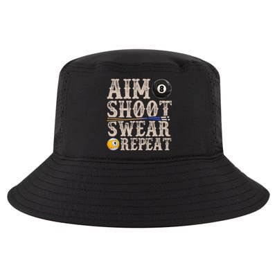 Aim Shoot Swear Repeat Funny Pool Billards Gift Cool Comfort Performance Bucket Hat