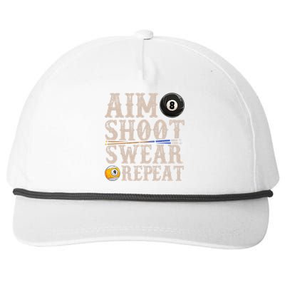 Aim Shoot Swear Repeat Funny Pool Billards Gift Snapback Five-Panel Rope Hat