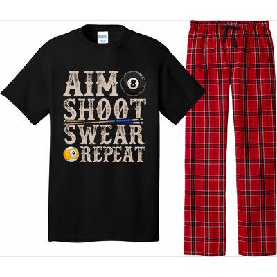 Aim Shoot Swear Repeat Funny Pool Billards Gift Pajama Set