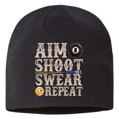 Aim Shoot Swear Repeat Funny Pool Billards Gift Sustainable Beanie