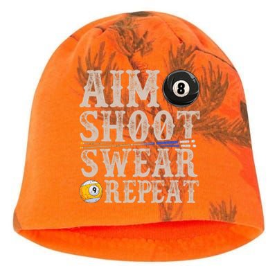 Aim Shoot Swear Repeat Funny Pool Billards Gift Kati - Camo Knit Beanie