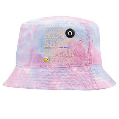 Aim Shoot Swear Repeat Funny Pool Billards Gift Tie-Dyed Bucket Hat